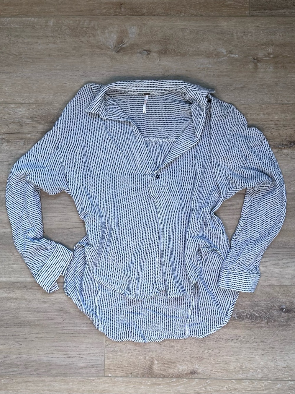 Free People Black and White Striped Lightweight Blouse